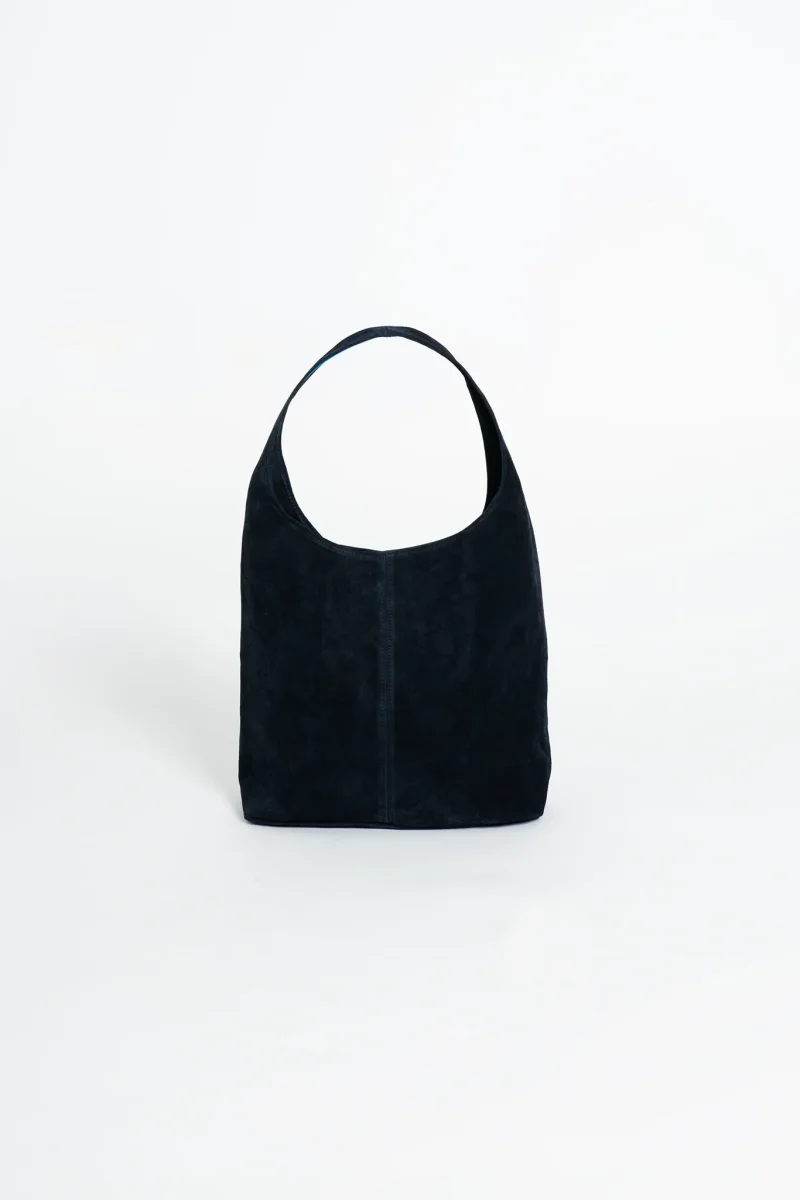 Wildleder Tasche mit Schulterriemen und Pochette Schwarz