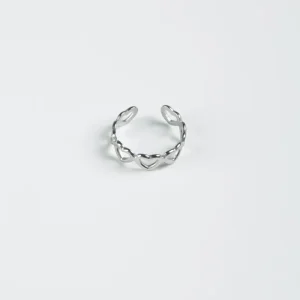 Ring Gereihte Herzen Edelstahl Silber