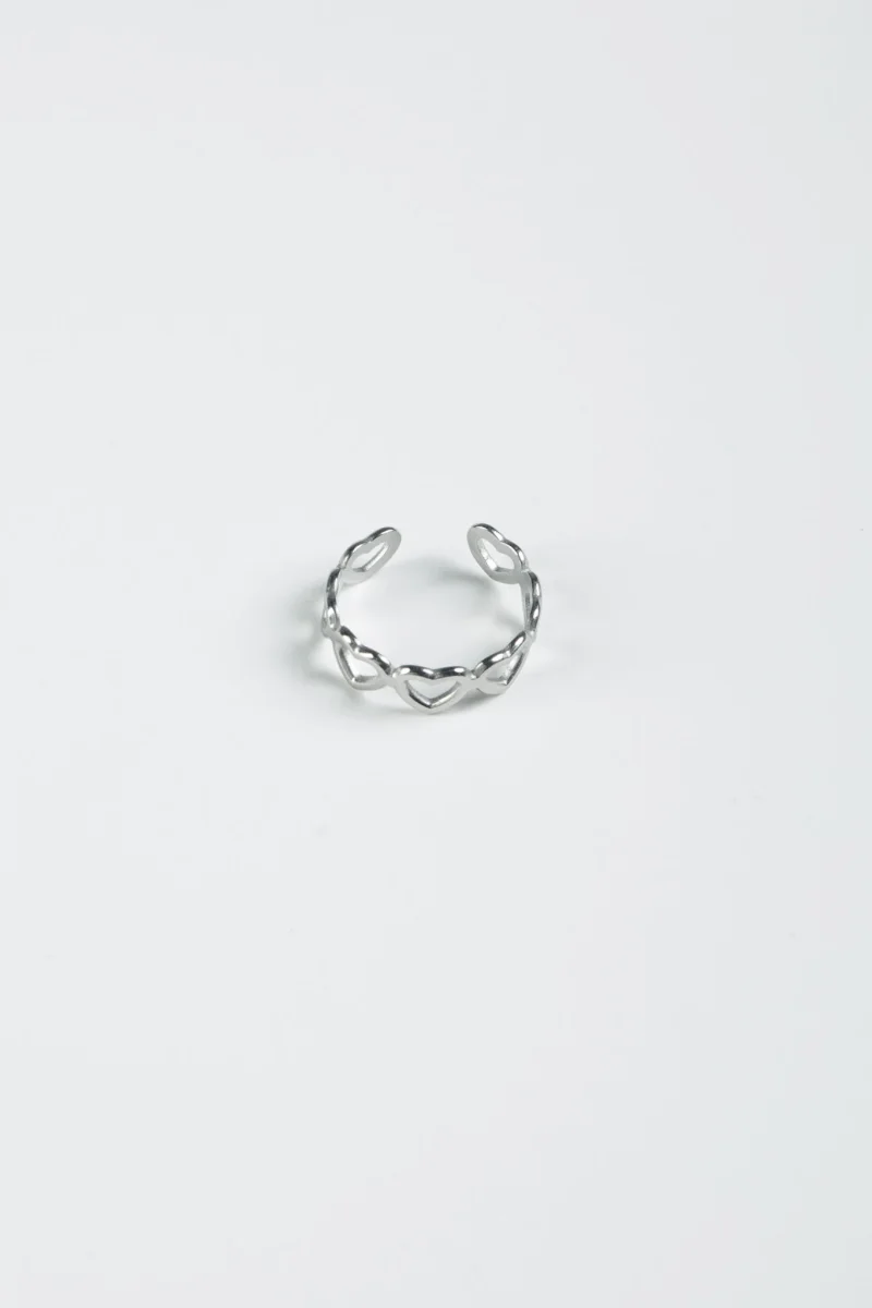 Ring Gereihte Herzen Edelstahl Silber