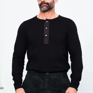 HANSEN - Longsleeve Henley JONAS | black