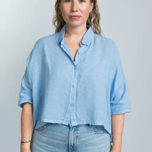 Leinenbluse Hellblau