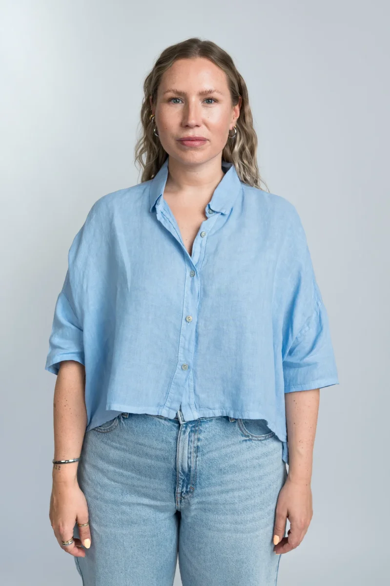 Leinenbluse Hellblau
