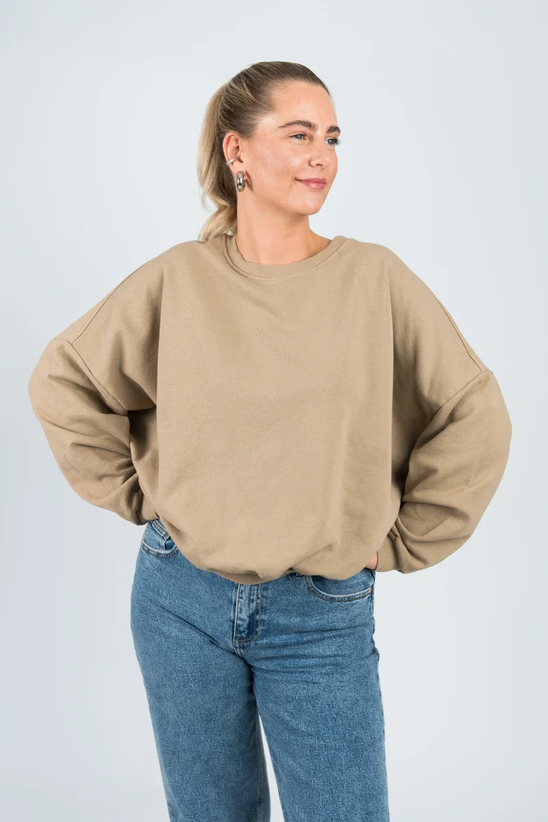 Sweater Oversized mit Bund Hellbraun Beige