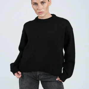 Strickpullover mit Rundhals Schwarz