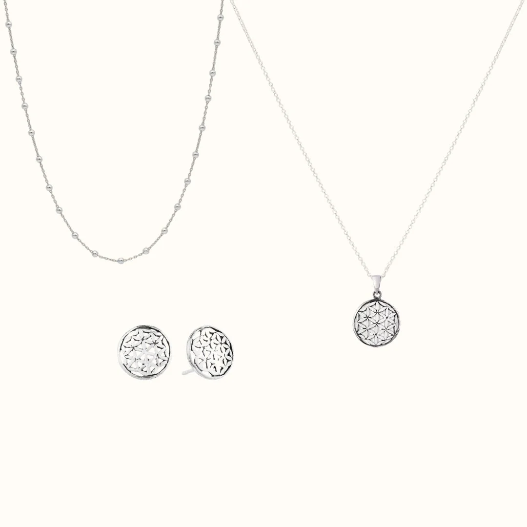 Lebensblume Layering Silber Set