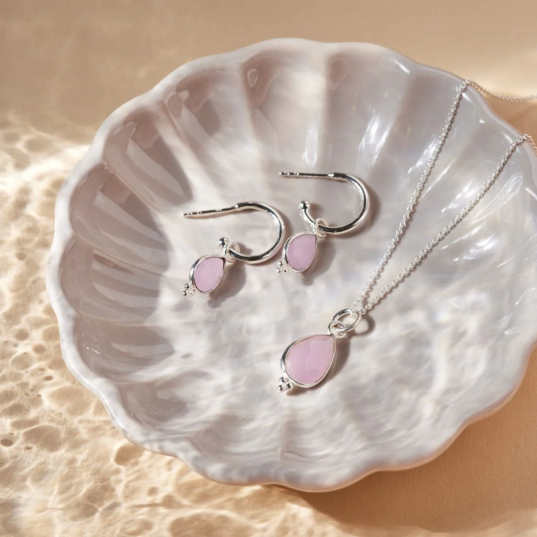 Luna Rosenquarz Silber Set – Bild 4