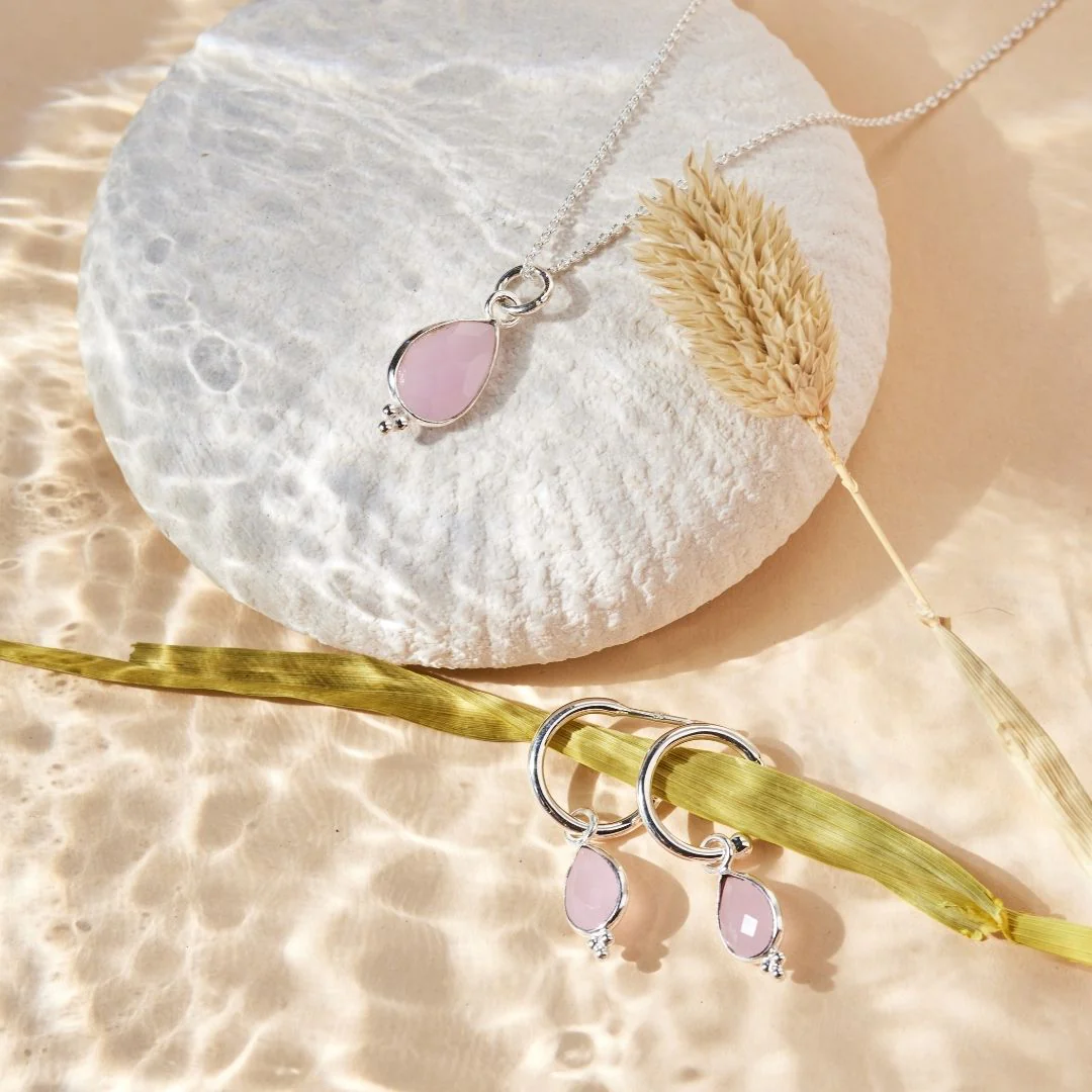Luna Rosenquarz Silber Set – Bild 7