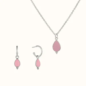 Luna Rosenquarz Silber Set