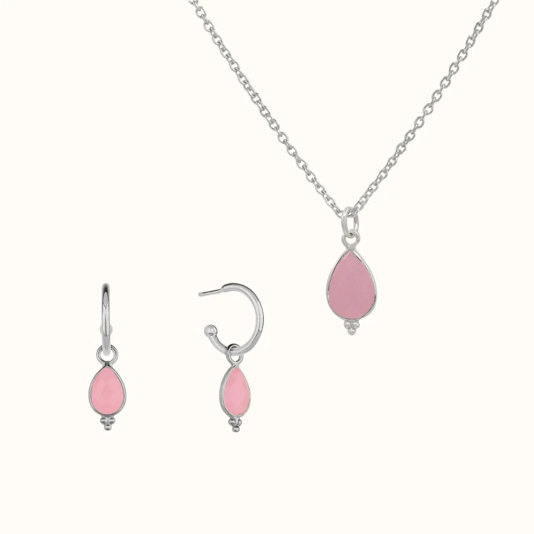 Luna Rosenquarz Silber Set