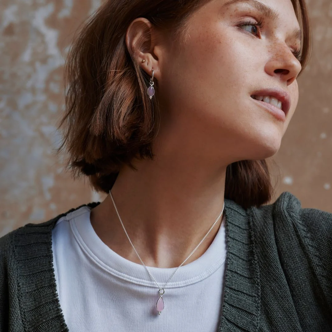 Luna Rosenquarz Silber Set – Bild 8