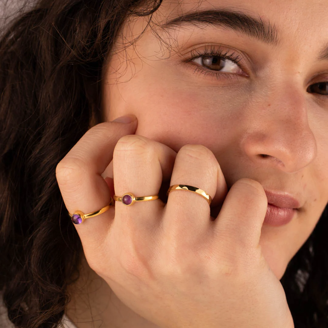 Una Amethyst Ring Golden – Bild 3