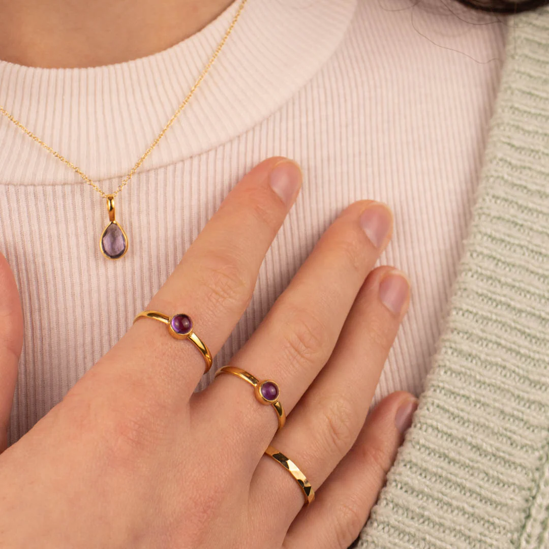 Una Amethyst Ring Golden – Bild 6