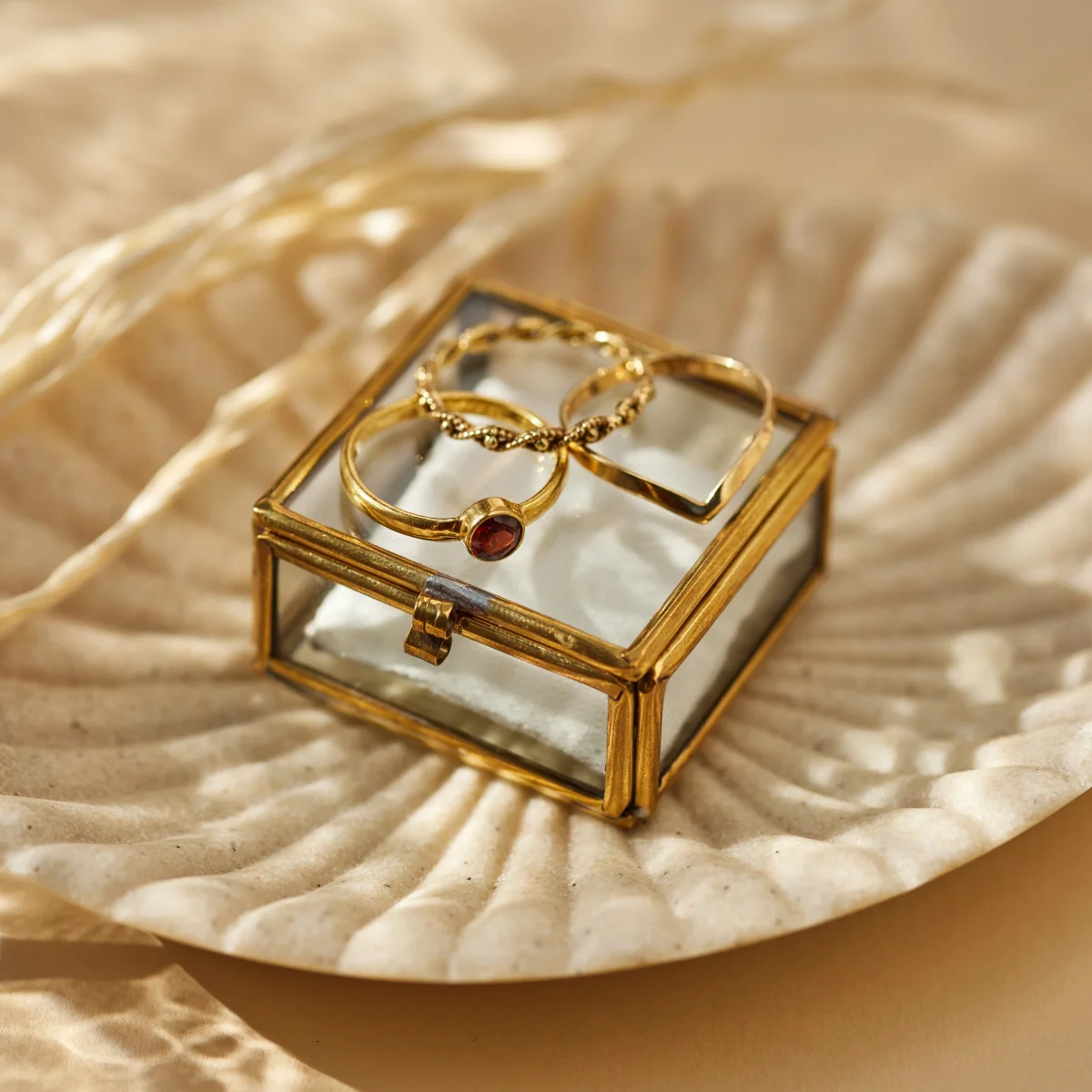 Una Granat Ring Golden Set – Bild 9