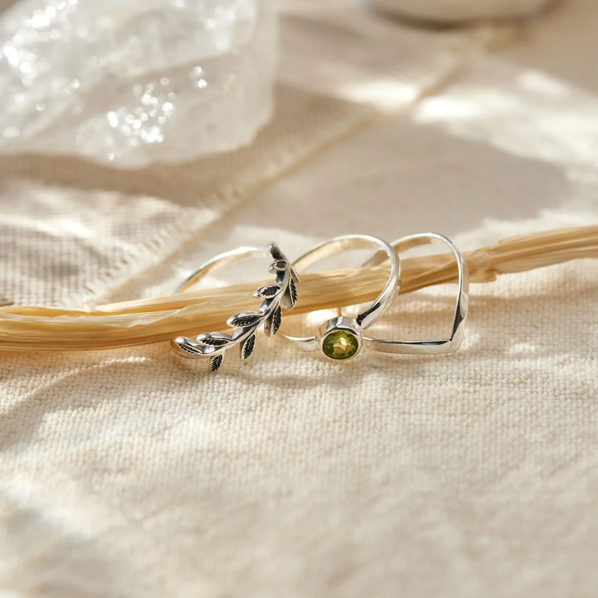 Una Peridot Ring Silber Set – Bild 4
