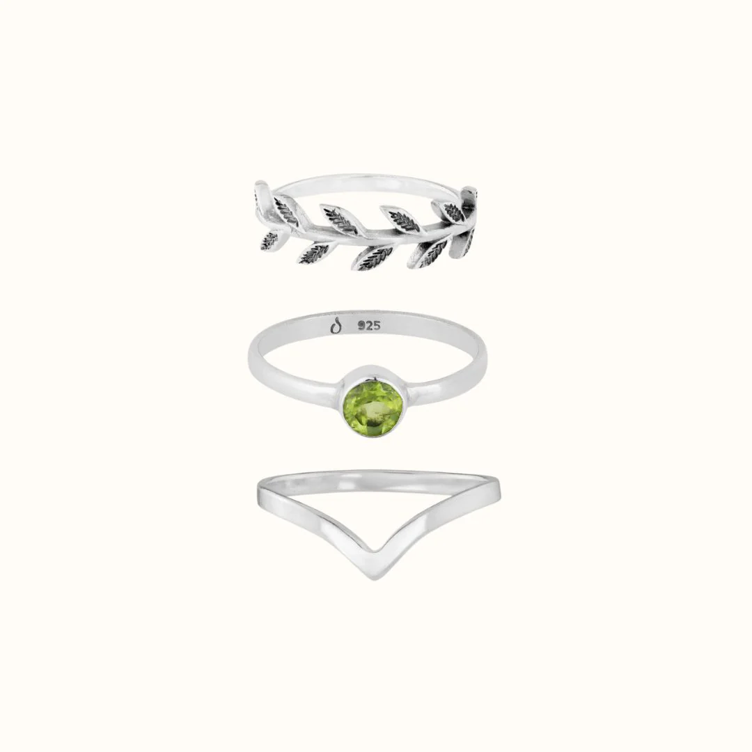 Una Peridot Ring Silber Set