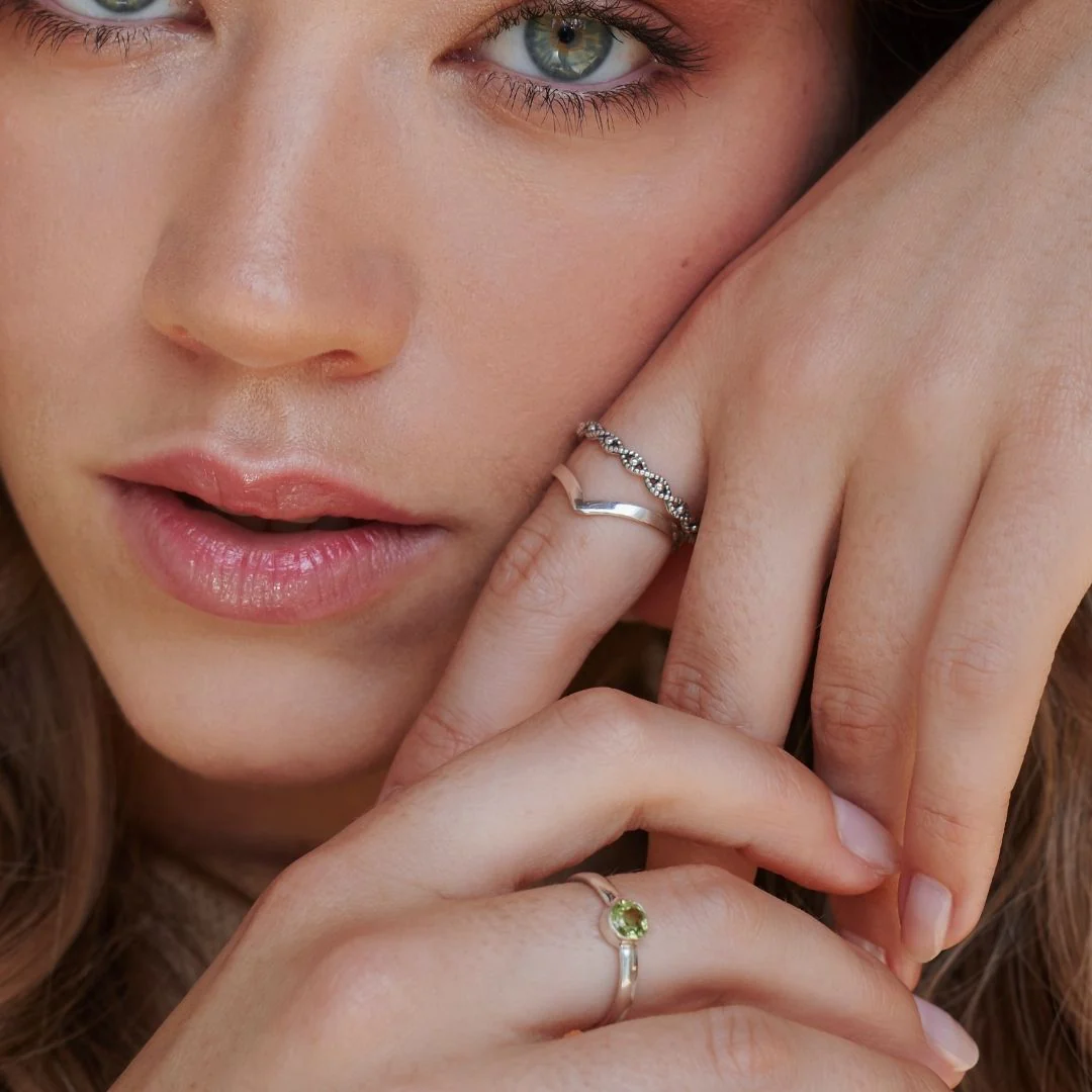 Una Peridot Ring Silber Set – Bild 9
